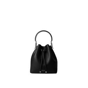 JIMMY CHOO Bon Bon Bucket Black Soft Shiny Smooth Calf Leather Bucket Bag $1750